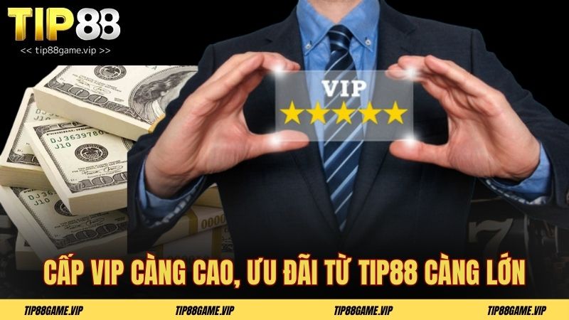 Cấp vip càng cao, ưu đãi từ Tip88 càng lớn
